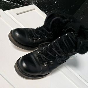 Pajar Womens Shearling Lamb Leather Boots Lace Up Hiking Winter 5-5.5 36